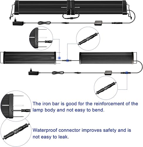 Miniatura 4 de KZKR Luz LED para acuario para pecera, de 16 a 84 pulgadas, con control remoto, para agua dulce y salada, de espectro completo, luz azul y blanca