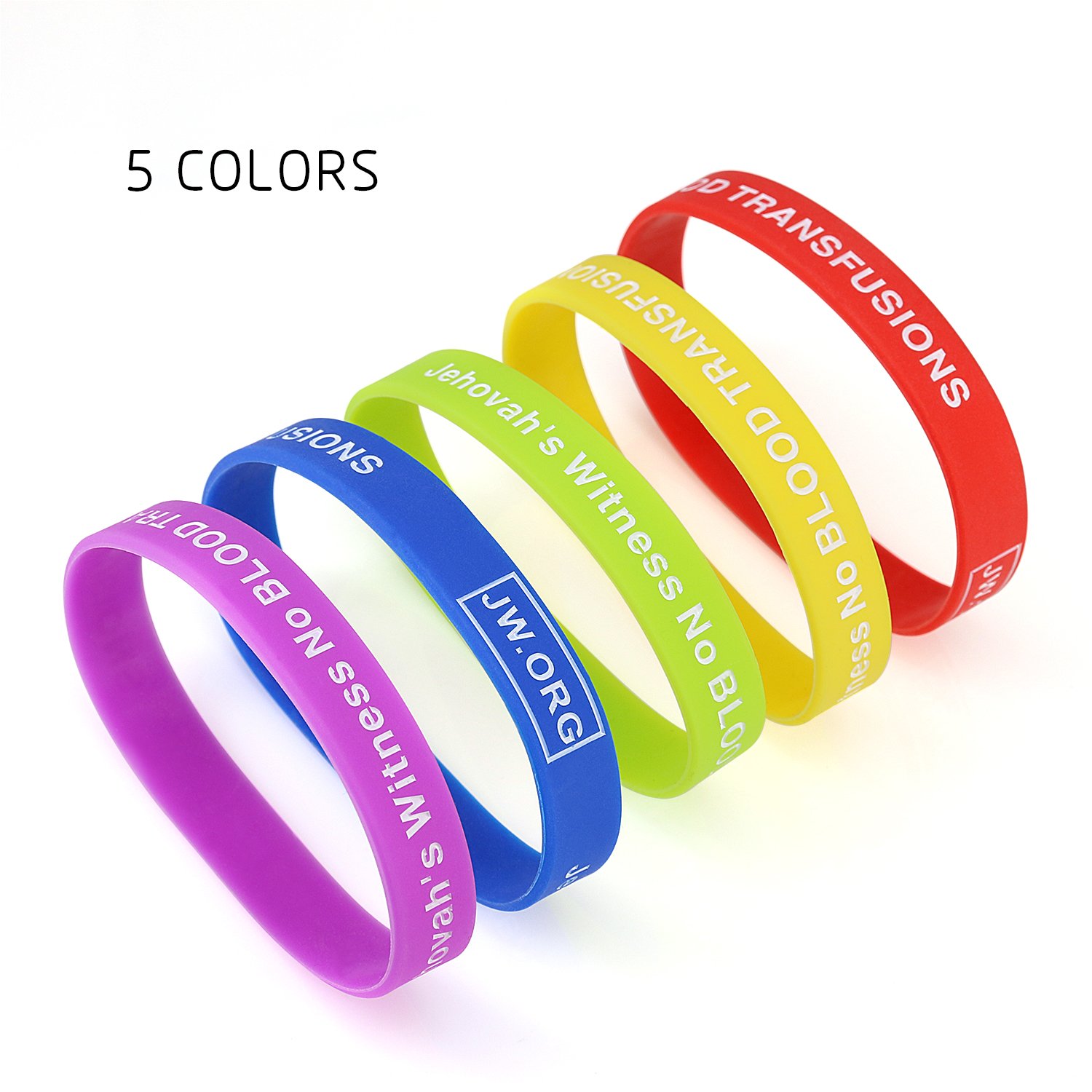 Jw. ORG pas de sang d'identification médicale Wristband-rainbow-5pcs