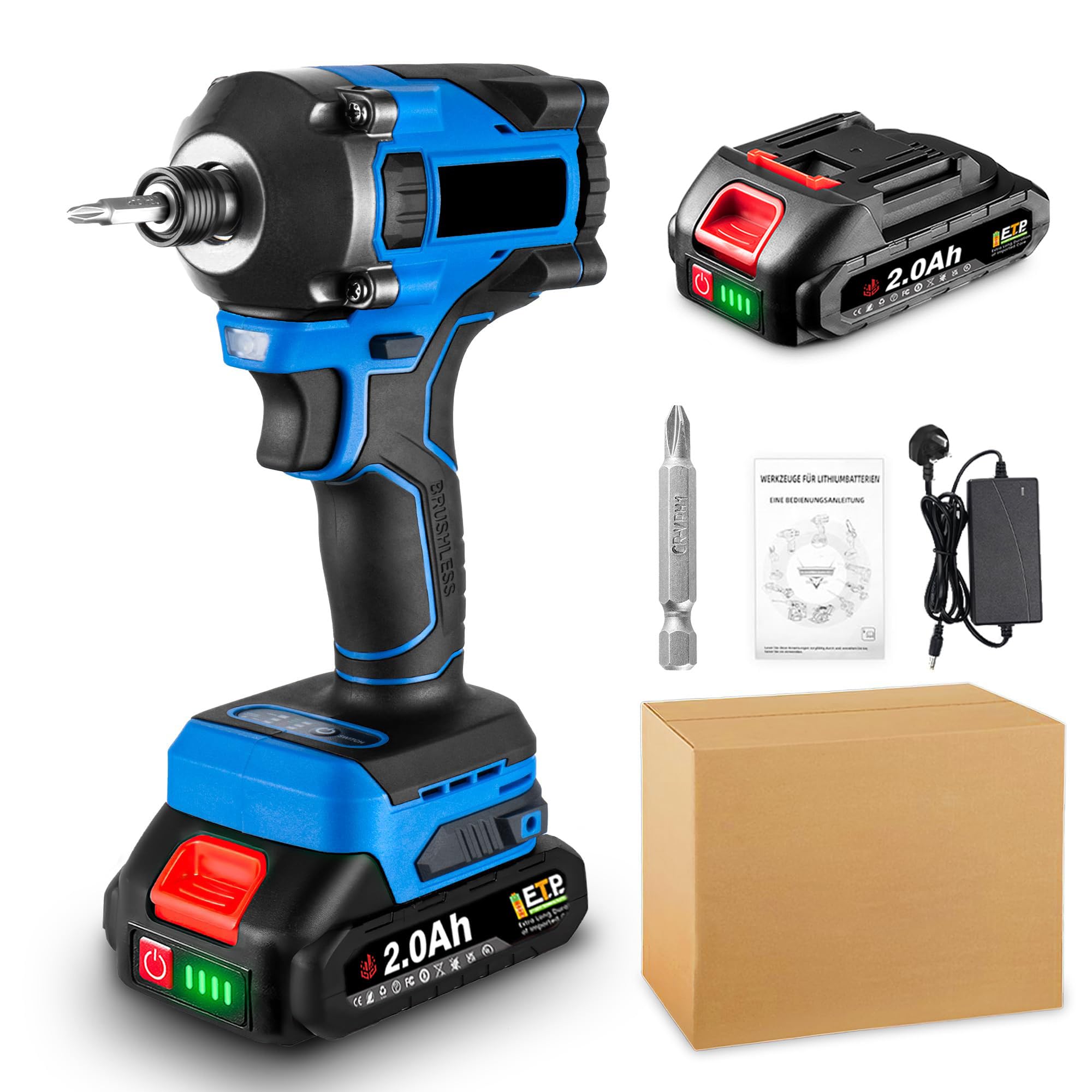【新品未使用】インパクトドライバー 18V電動ドライバー 工具箱 最大トルク160N・m 大容量バッテリー2.0Ah 急速充電器 正逆転両用 ネジ締め/緩め 無段変速 LEDライト 締付工具 家具の組立て DIY日曜大工 日本語取扱説明書 Amazon | WORX（ワークス）インパクトドライバー 18V（20V Max）トルク