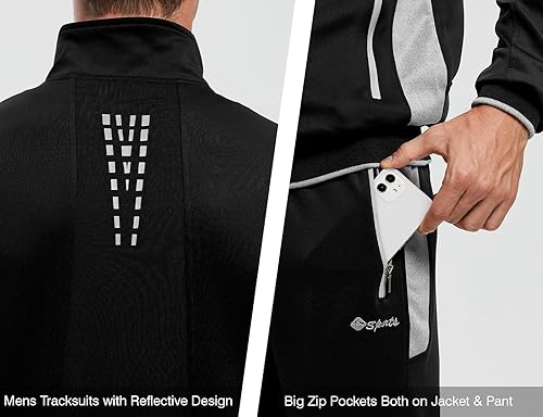 Vista 5 de TBMPOY Chándales para Hombres Conjuntos Deportivos para Hombres Conjuntos de Chándal de 2 Piezas Casuales Atléticos para Jogging Calentamiento