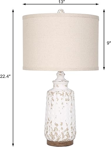 Miniatura 2 de Pia Ricco Juego de 2 lámparas de mesa de cerámica de 22 pulgadas, lámpara rústica de granja, lámparas de mesita de noche, lámpara de mesa auxiliar