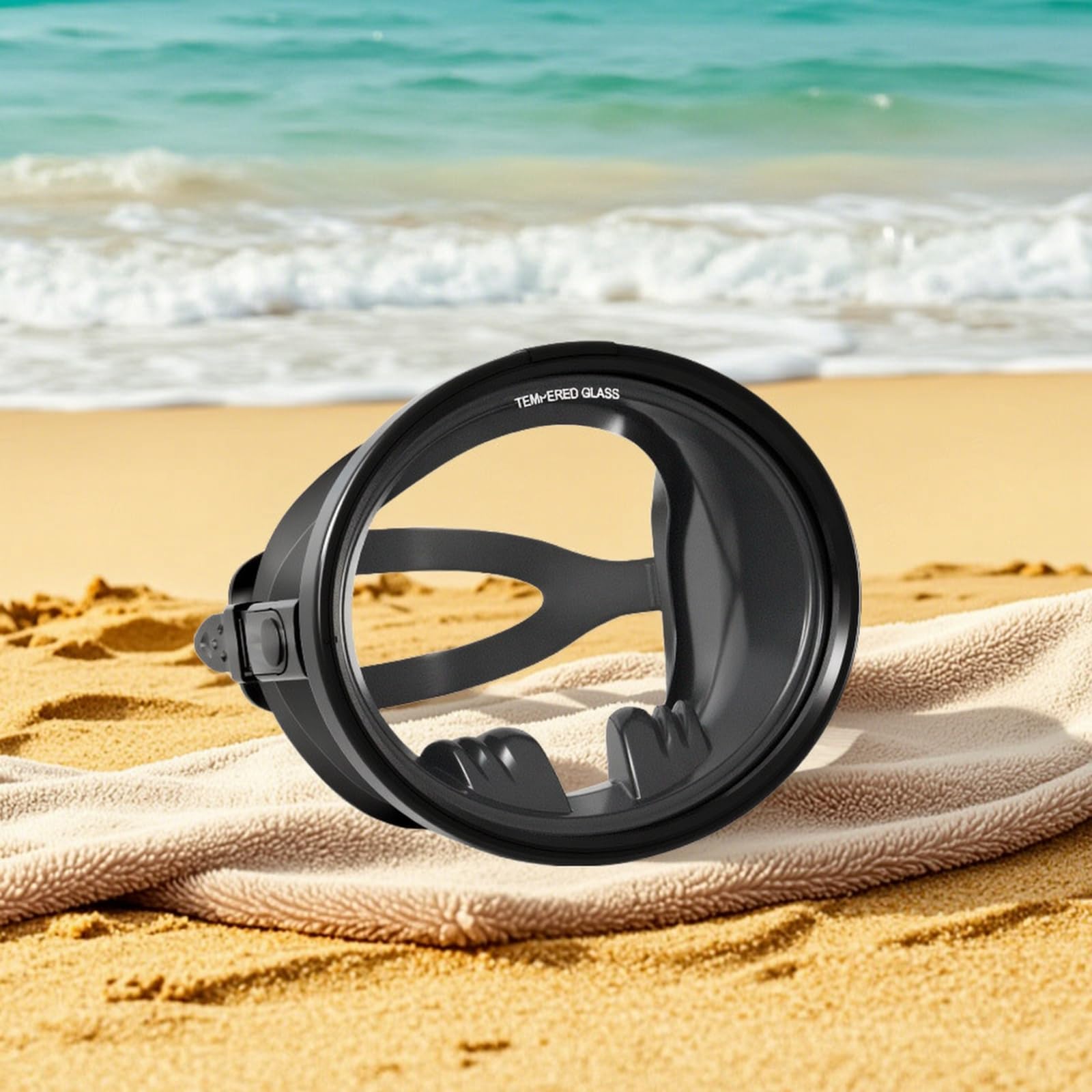 Gafas de Natación de Silicona Máscara Visor con Correa Ajustable y Hebillas Laterales para Ajuste Personalizado y Estanqueidad Estable , Negro Y Azul