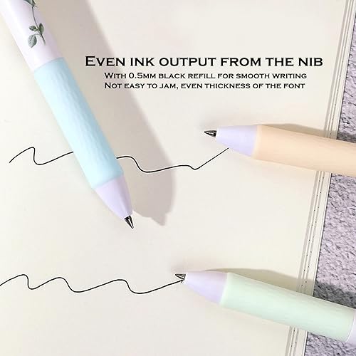 Miniatura 3 de DUNBONG Flower Style - Bolígrafo neutro a base de agua, punta fina de 0.020 in, bolígrafo de tinta de gel, tinta negra, clip de metal,