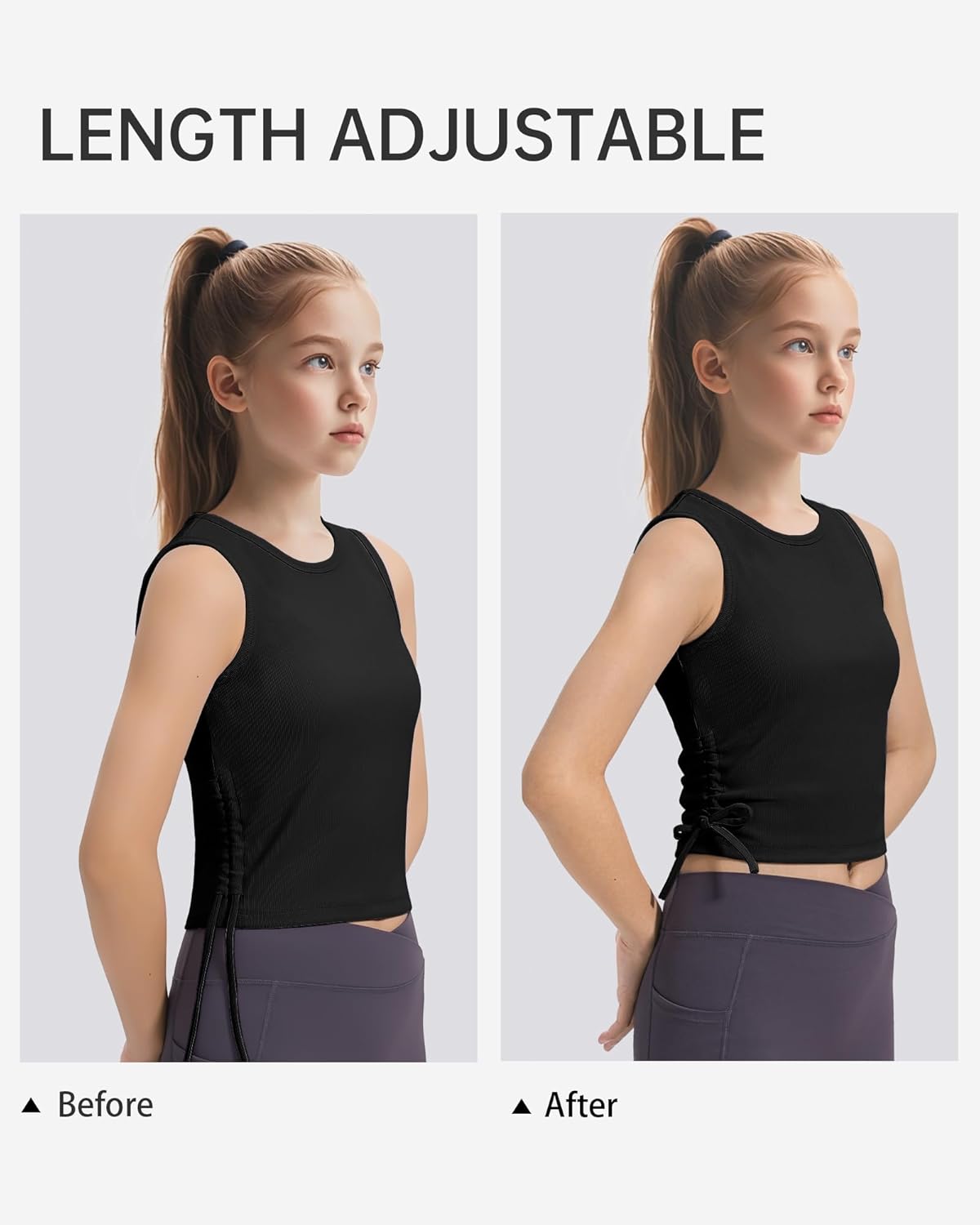 HASMES Girls Tank Tops Ribbed Knit Sleeveless Athletic Crop Tops for Kids Round Neck Dance Tops 5-14Y - Image 6