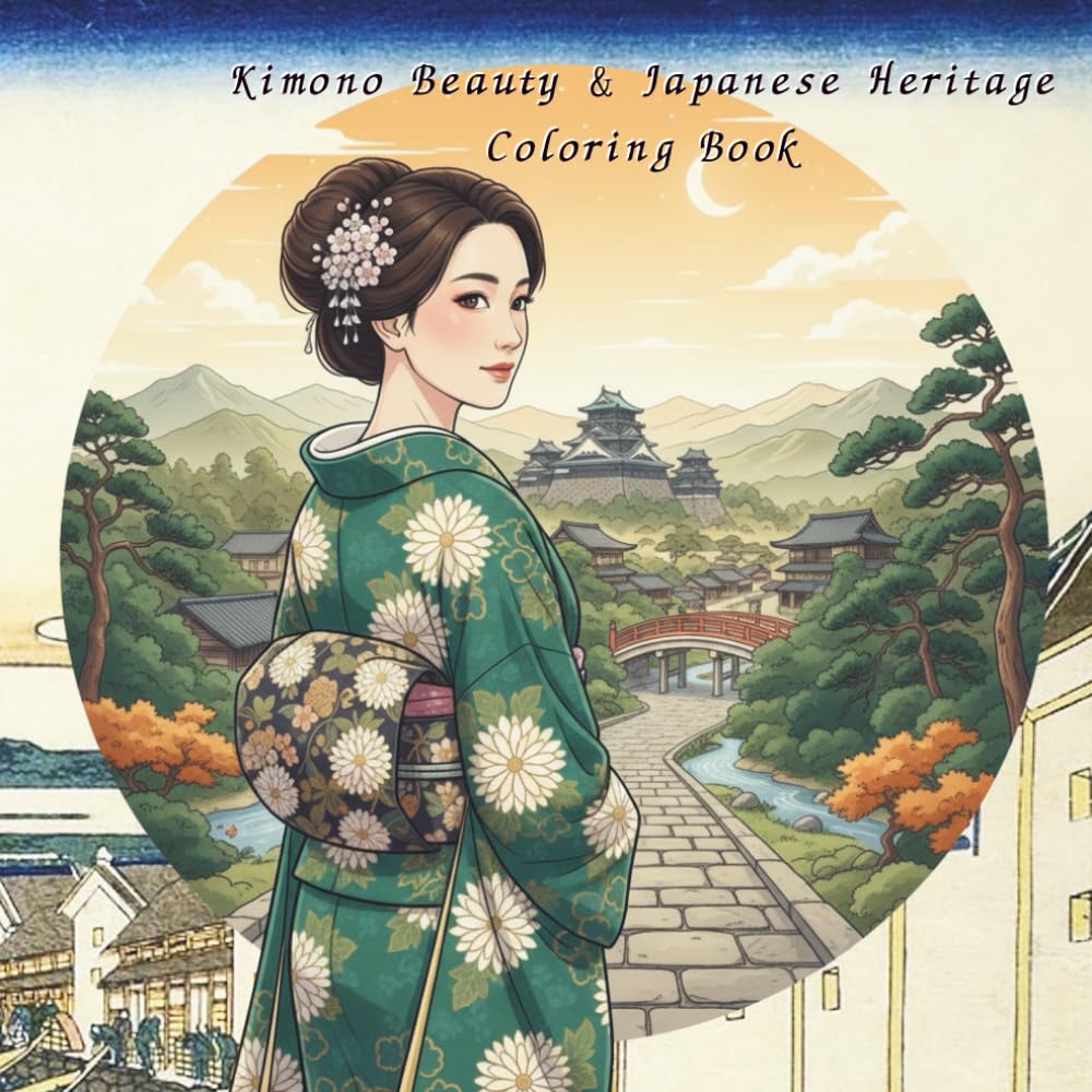 Kimono Beauty & Japanese Heritage Coloring Book: Elegant Japanese Women and Iconic Cultural Landmarks for Relaxation and Mindfulness