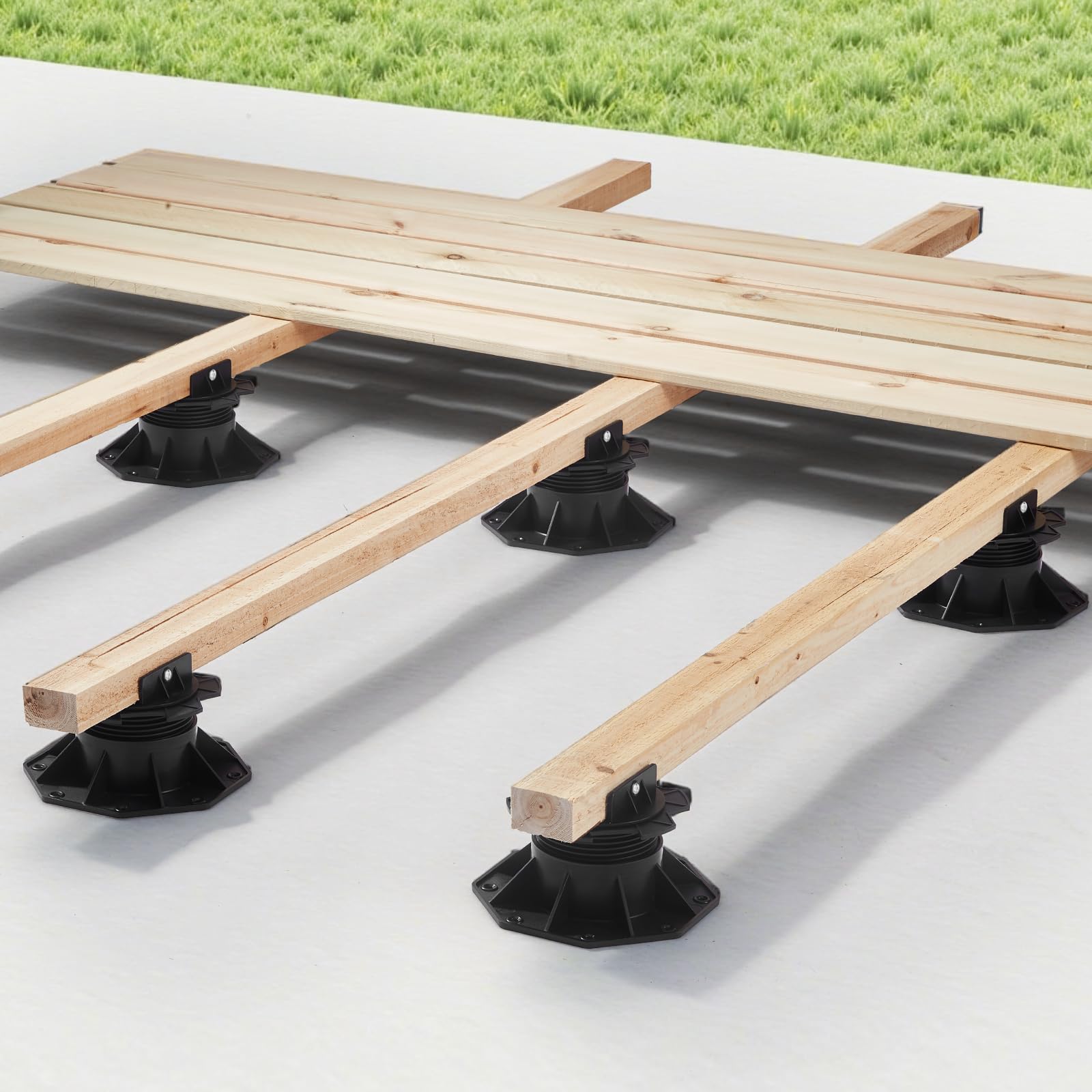VEVOR Plot de Terrasse, Lot de 12, Support de Terrasse en Plastique PP, Hauteur Réglable 60-135 mm, Capacité de Charge 907 kg, Base de Fondation de Plateforme, pour Jardin Sols en Bois, Béton, Métal