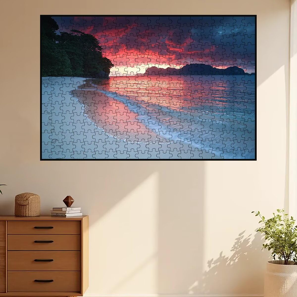 Puzzle 2000 Pezzi Tramonto, Puzzle Adulti Spiaggia, Puzzles in Legno con Squisita Scatola di Imballaggio, Classici Puzzles Educativi per Adulti eTutta La Famiglie, Come Regalo Uomo, Decor Casa -2507