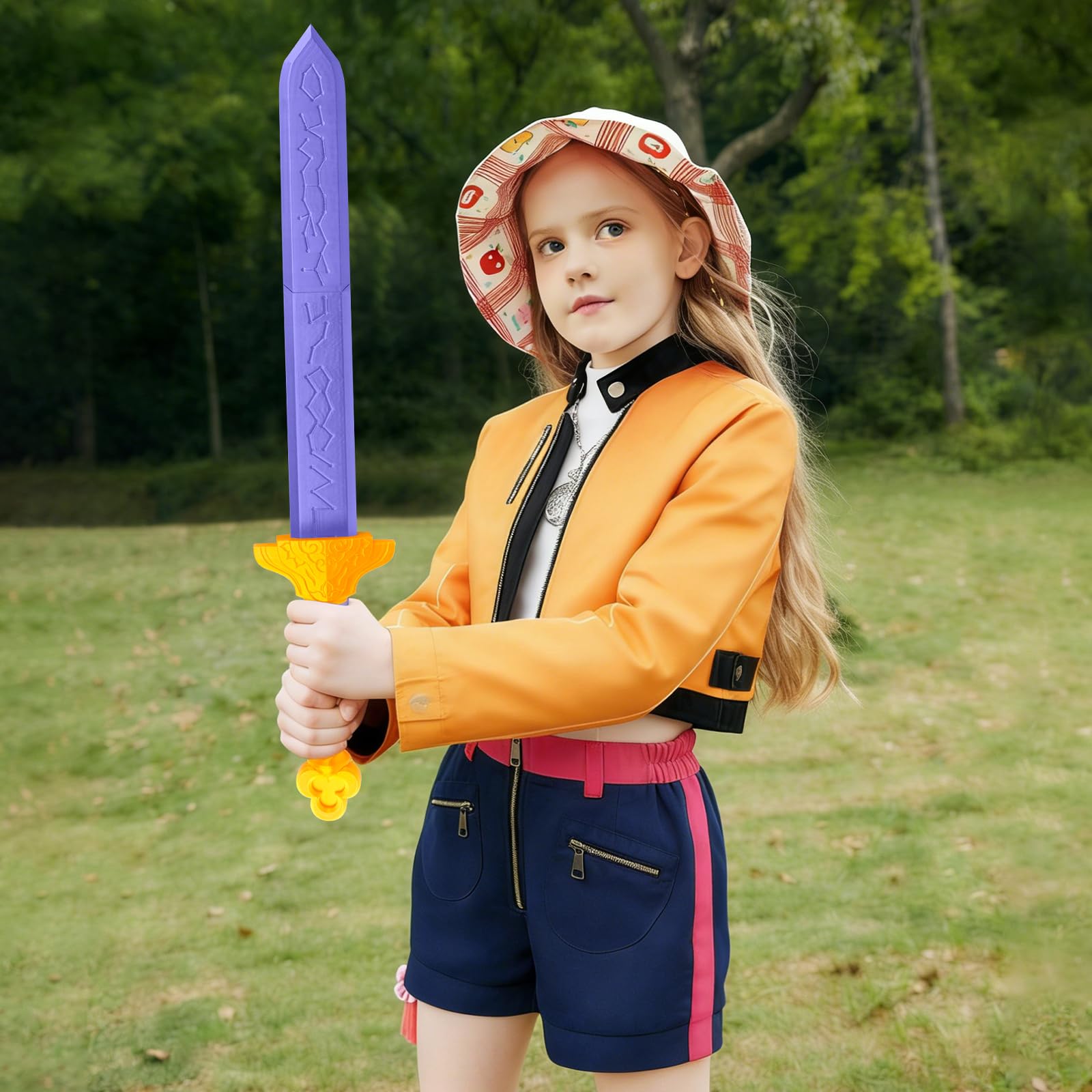 Spada per Costumi Cosplay, Set di Armi Cosplay Anime, 26cm Spada Cosplay Stampata in 3D, Accessorio per Travestimento Viola, per Halloween, Carnevale, Festa Cosplay, Carnevale