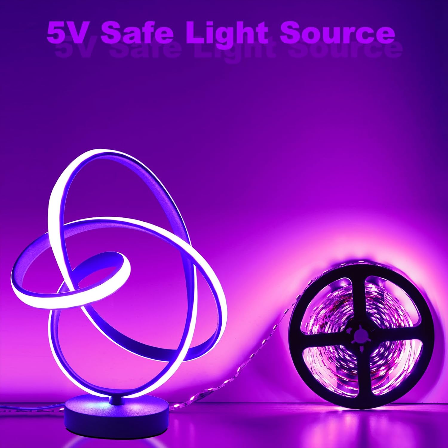 Black USB Modern Table Lamp, 7 Colors 10 Light Modes Spiral Design Table Lamp, Touch Dimmable Nightstand Lamp, Unique Bedside Lamp for Living Room, Bedroom, Cool Lamps
