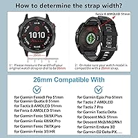 Vista 2 de ZPJPPLX 26mm Correas de reloj de fácil ajuste para tactix 8 Fenix 8 51mm 7X Pro 6X 5X, correas deportivas de silicona suave compatibles para Garmin