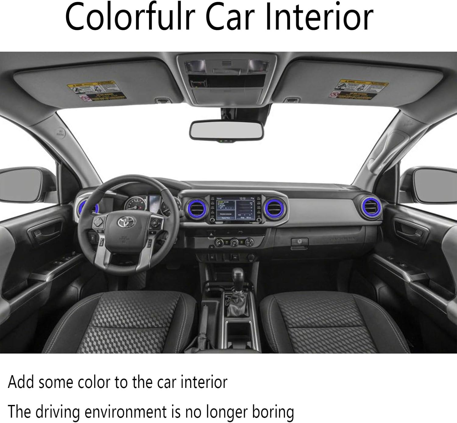 Lanyun Compatible with Toyota Tacoma A/C Vent Ring Outer Trim Decoration Covers fit 2016-2021 Tacoma a/c Outlet Vent Accessories Blue