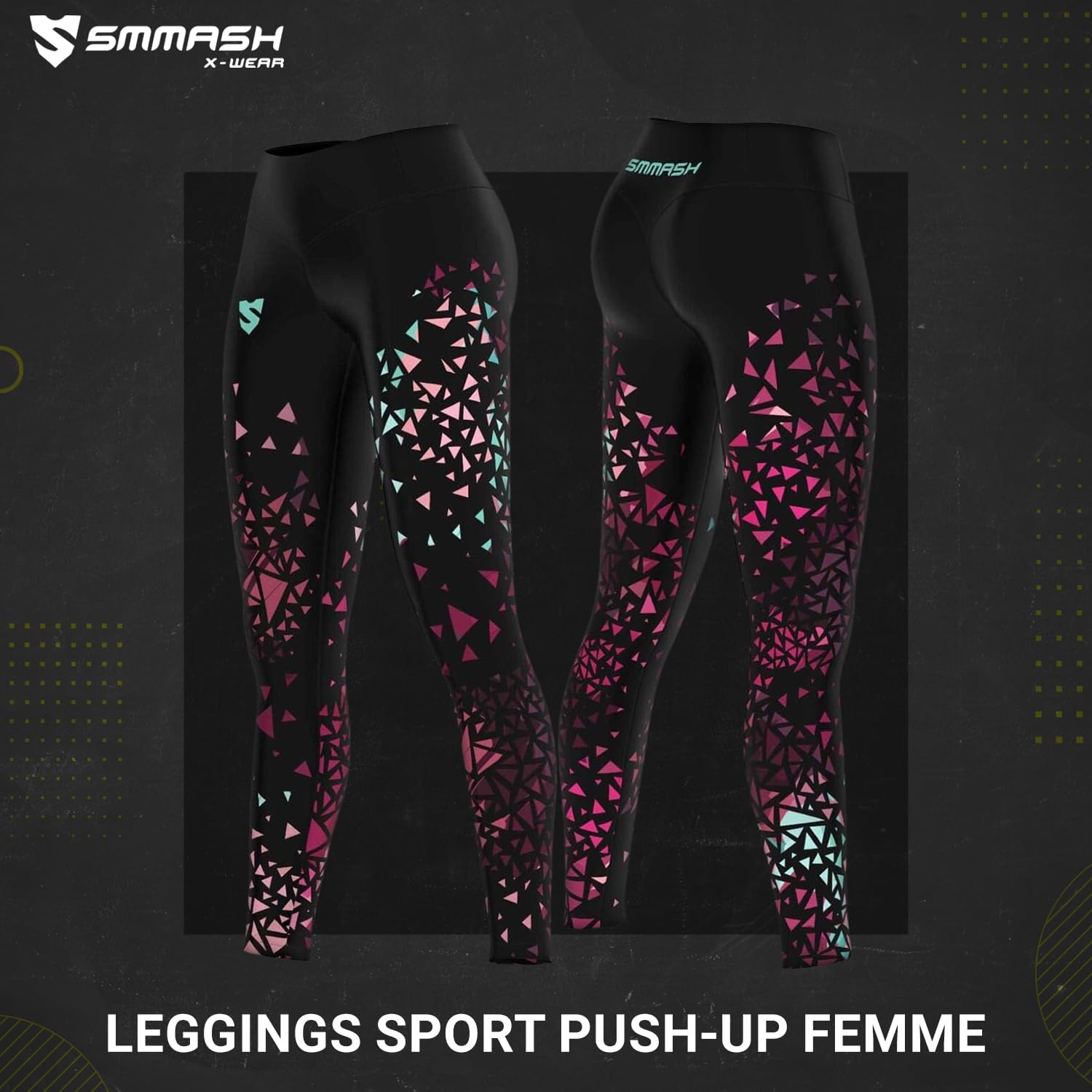 SMMASH Leggings Femme Sport Legging Push Up Taille Haute Long Pantalon Opaque Élastique Jogging Yoga Tenue