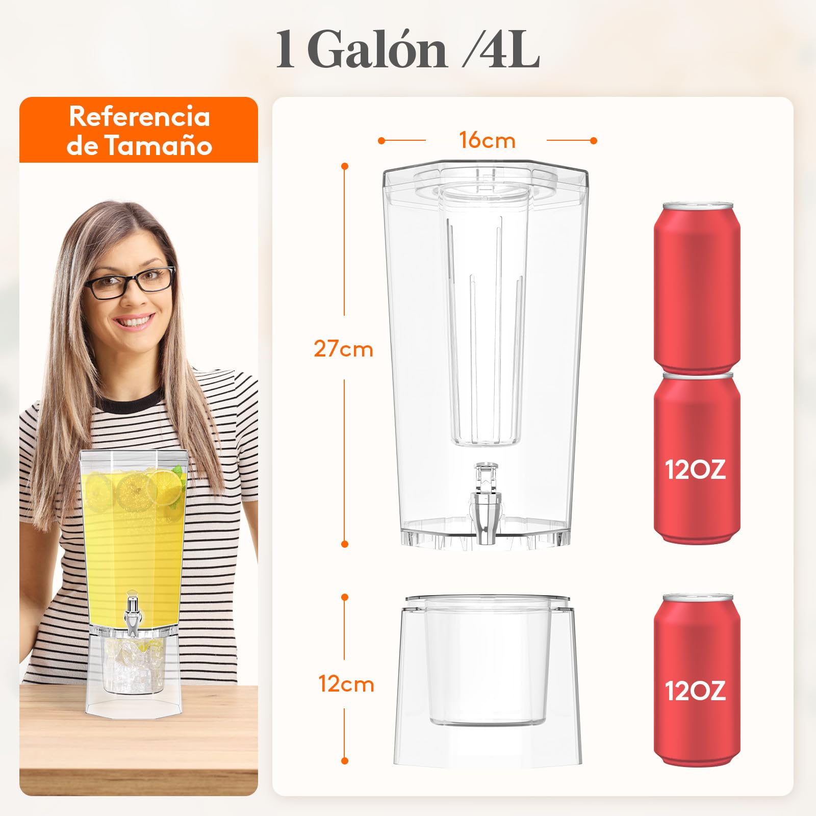 Lifewit 4L Dispensador de Bebidas Grande, Botella de Plástico con Grifo Con Filtro Juego de 2 (en 1 Paquete), Jarra Agua para Cócteles, Jugos, Limonada y Té