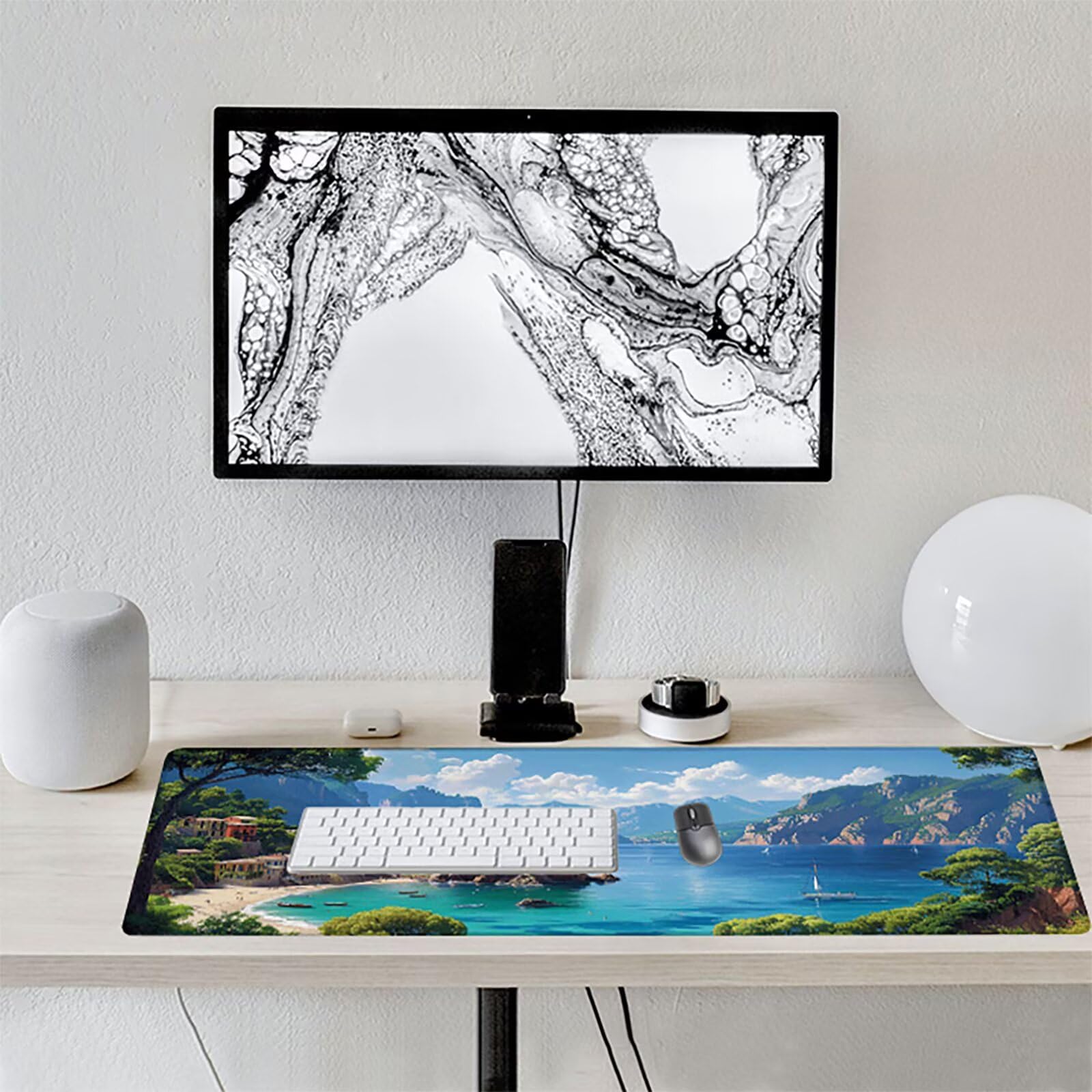 Playa Alfombrilla Ratón Gaming XXL 1500x800x3mm, Alfombrilla Gaming Azul Mousepad con Base de Goma Antideslizante, Impermeable Desk Mat para Teclado y Raton, Accesorios Gaming, Regalos de Hombre 6-9