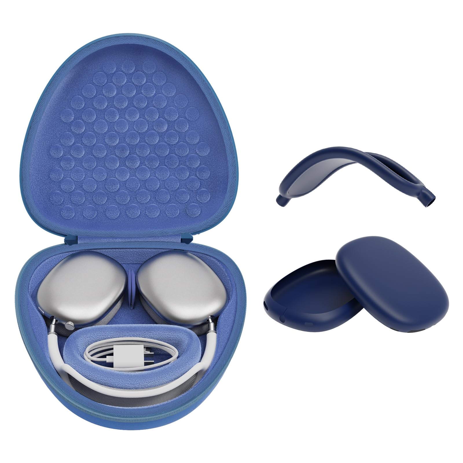 Case Compatible with AirPods Max with Apple AirPods Max Ear Cups and Headband Silicone Covers, Smart Sleep Mode Headphone Case and Accessories, Blue