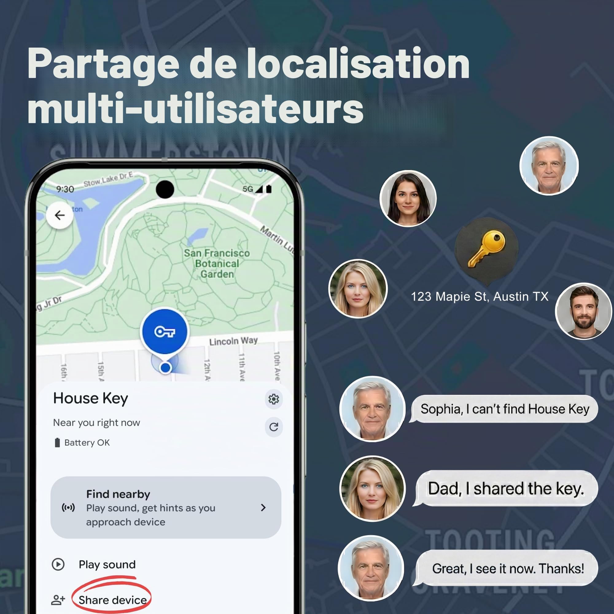 HH-Tech Lot de 4 étiquettes de suivi Android avec support de passeport gratuit, fonctionne avec Google Find Hub, Smart Tag Tracker, Key Finder, batterie remplaçable, sac de suivi, bagages, et plus