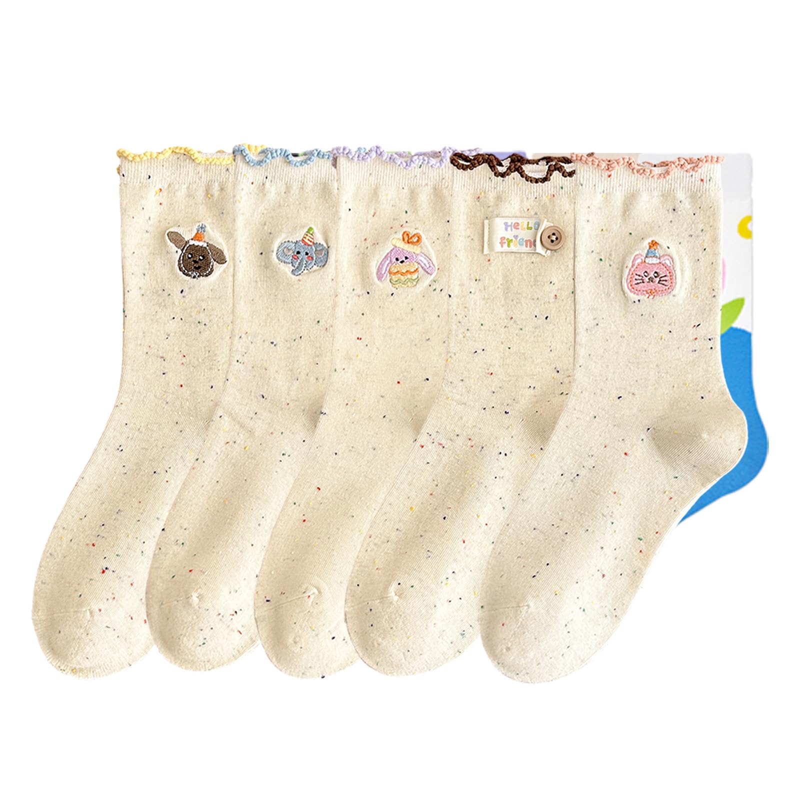 SUGMAILEY 5 Pairs Cute Ankle Socks, Premium Cotton Novelty Funny Cartoon Cat Dog for Womens and Girls