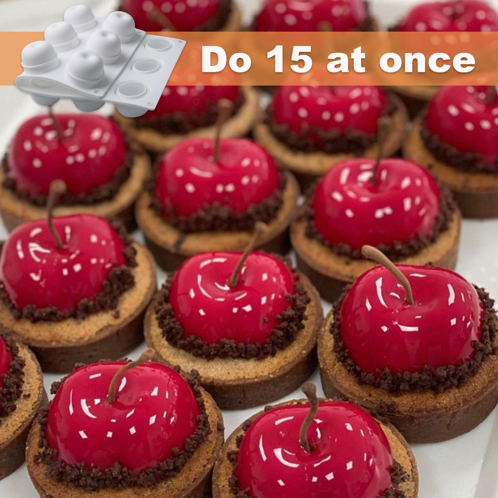 Klaimbmo Siliconen mal appel, appel bakvorm, siliconen mal appel 3D, appel siliconen mal voor cupcake (15 gaten