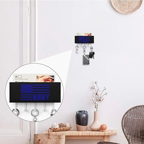 Miniatura 4 de Soporte para llaves montado en la pared de la bandera estadounidense de color azul marino, ganchos para llaves, organizador para entrada, pasillo,