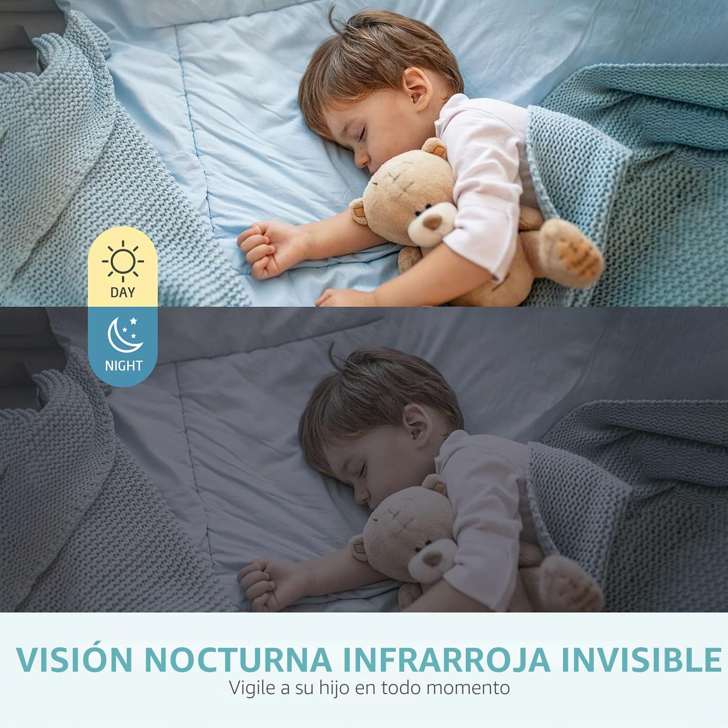 Vigilabebés con Pantalla LCD de 4,3", visión Nocturna, conversación bidireccional, Sensor de Temperatura, recordatorio de energía, 8 Canciones de Cuna, batería de Alta Capacidad - Blanco