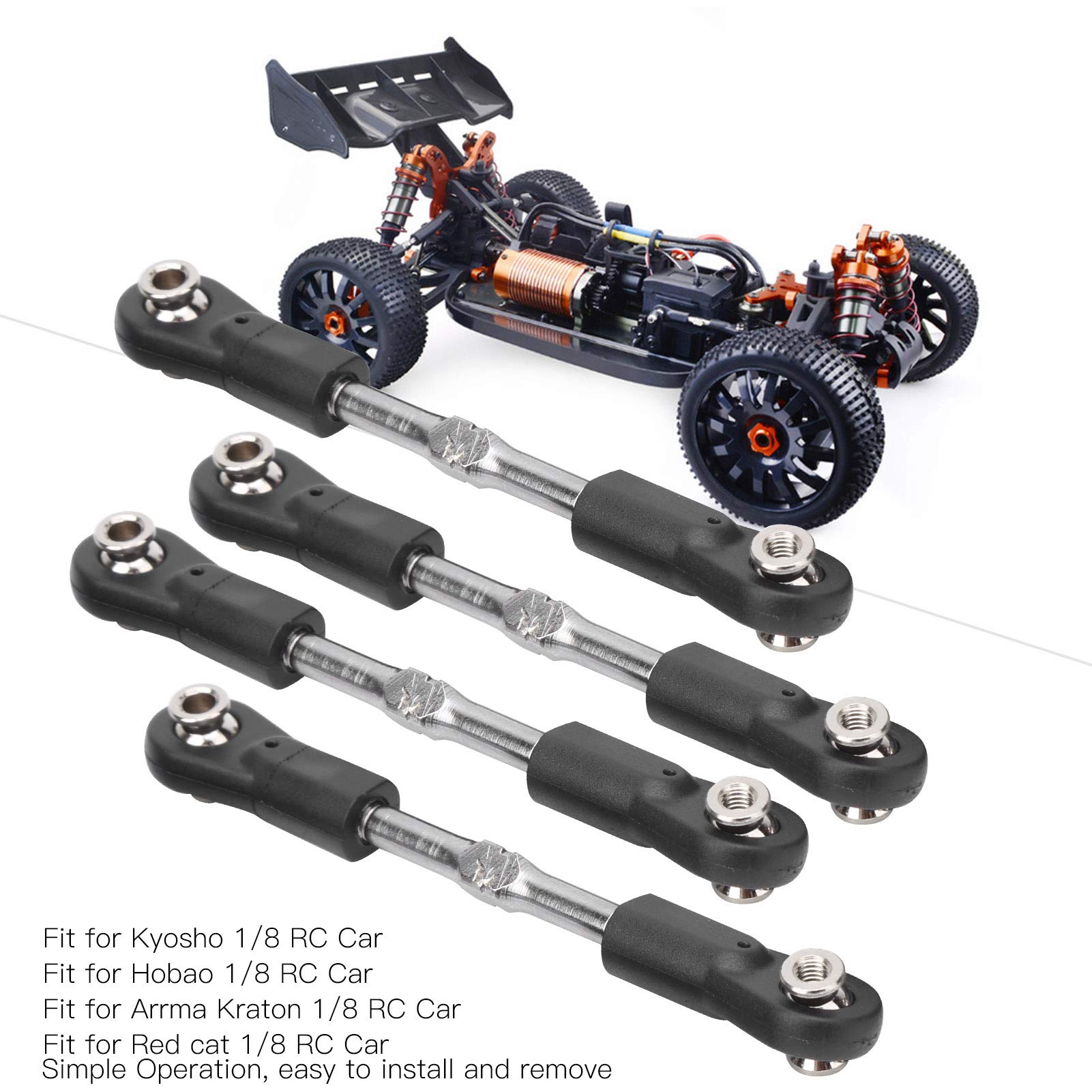 77-87mm réglable M4 vis direction Servo traction tige liaison biellette pour 1/8 RC voiture Kyosho/Hobao/Arrma Kraton/chat rouge noir métal 4 pièces 77-87mm réglable M4 vis direction Servo traction tige liaison biellette pour 1/8 RC voiture Kyosho/Hobao/Arrma Kraton/chat rouge noir métal 4 pièces