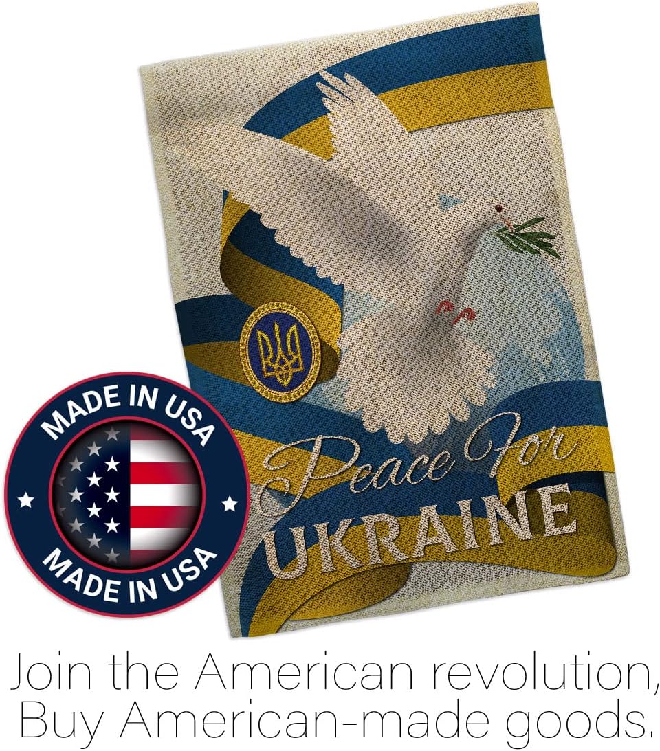 Ukraine Flag Peace for Ukraine Burlap House Flag Support Cause Stand with Ukrainian Decoration Banner Small Garden Yard Gift Double-Sided, Made in USA