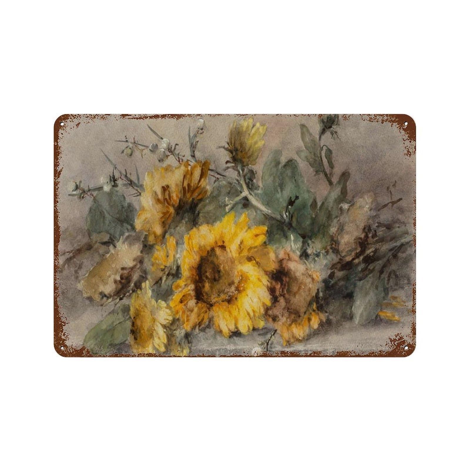 xiaoxiaoshen Sunflower Vintage, Botanical Painting Wall Decor Art Metal Tin Poster Modern Home Decor Art Home Bar Shop Decorations Vintage Sign 20x30cm