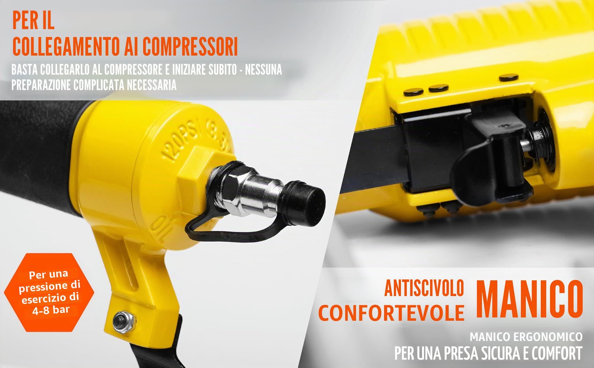 Mannesmann M15350 Inchiodatrice ad aria compressa con raccordo per compressori, Pressione di lavoro 4-8 bar