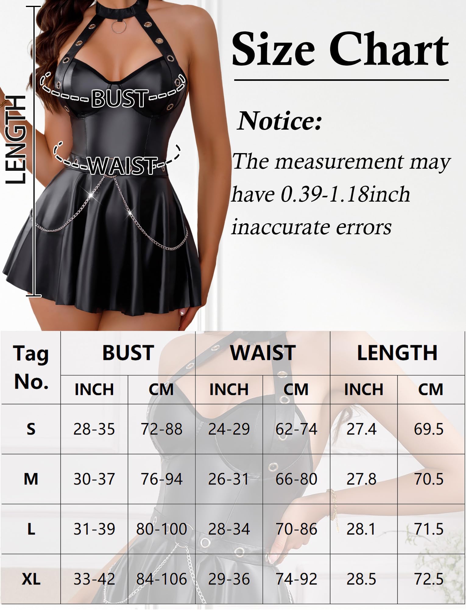 AIEOE Robe en Latex pour Femme Ensemble Lingerie Dos Nu Robe Sexy en Cuir Effet mouillé