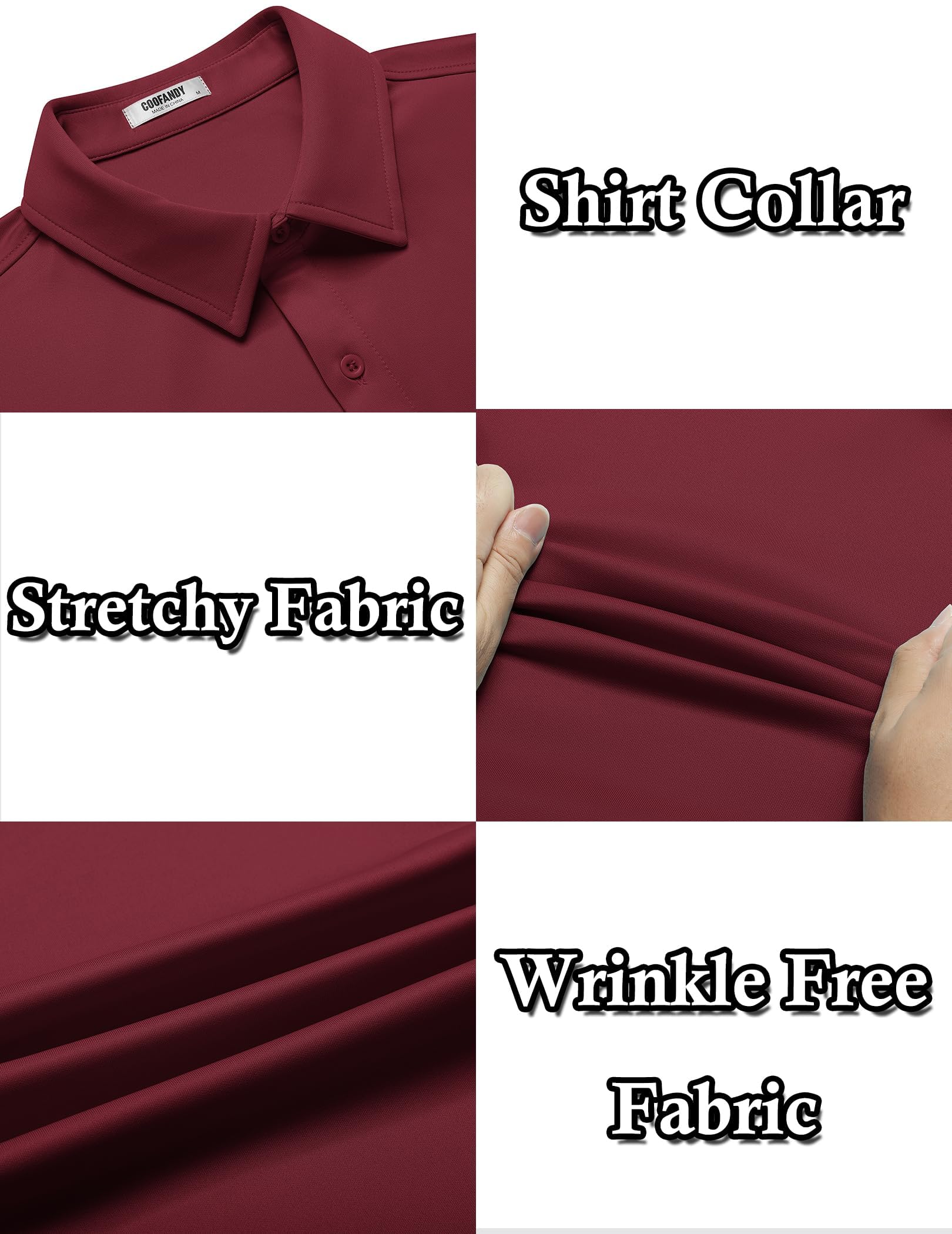 Coofandy Chemise décontractée sans Plis à Manches Courtes pour Homme - Chemise d'été Extensible