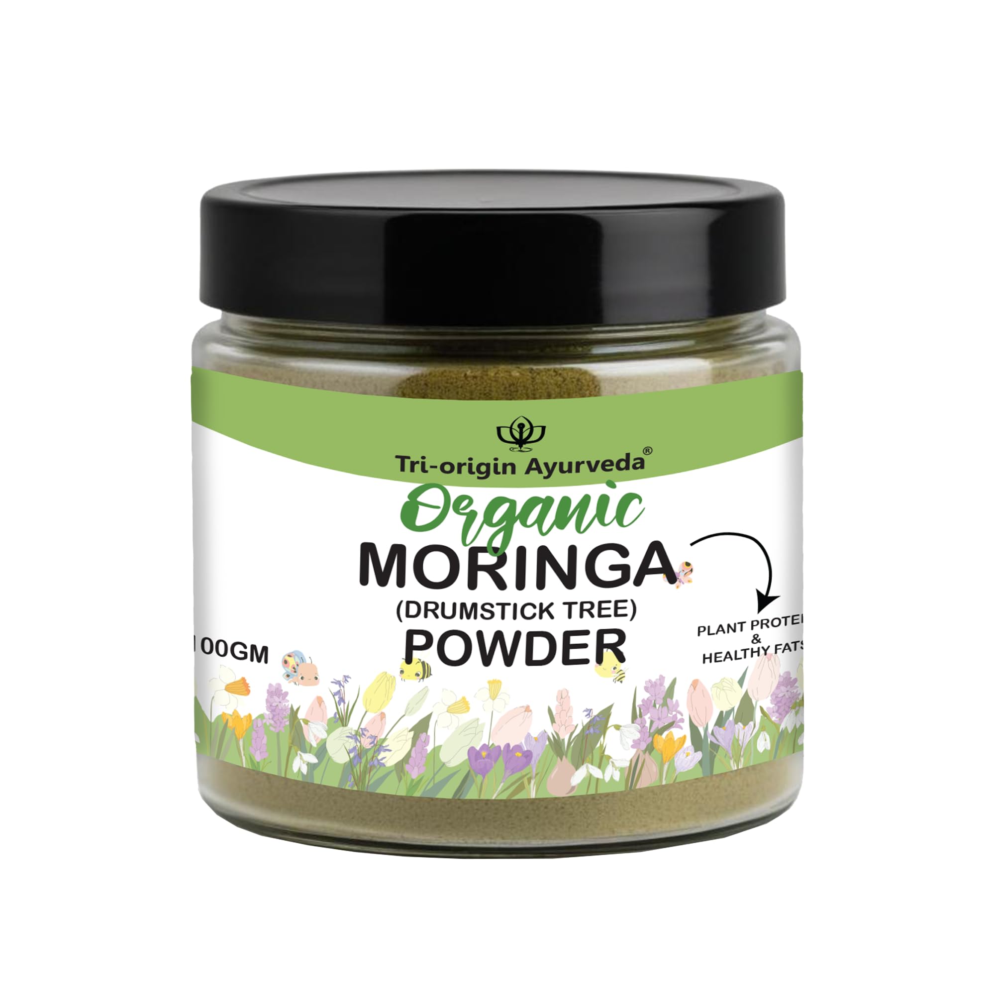 Tri- Origin Ayurveda 100% Pure Moringa Powder 100gm Good for Hair, Skin & Overall Wellness, Rich in Antioxidant Drumstick Leaf Powder