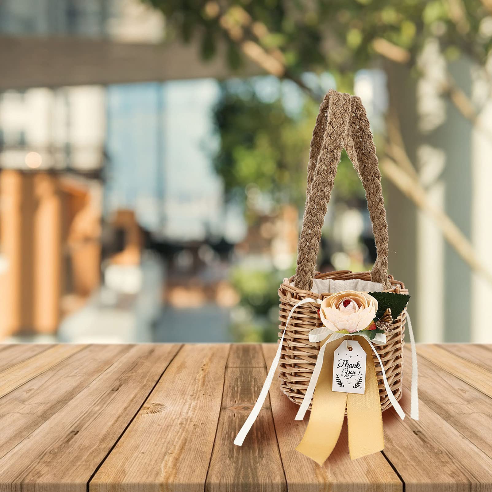 Panier à Fleurs Tissé En Rotin Pour Décoration De Mariage