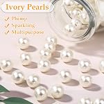 Pearl Perles pour l'artisanat, Anezus 200pcs Perles fausses d'ivoire, 12 MM Coudre Pearl Perles avec trous pour la fabrication de bijoux, bracelets, colliers, cheveux, artisanat, décoration et vase