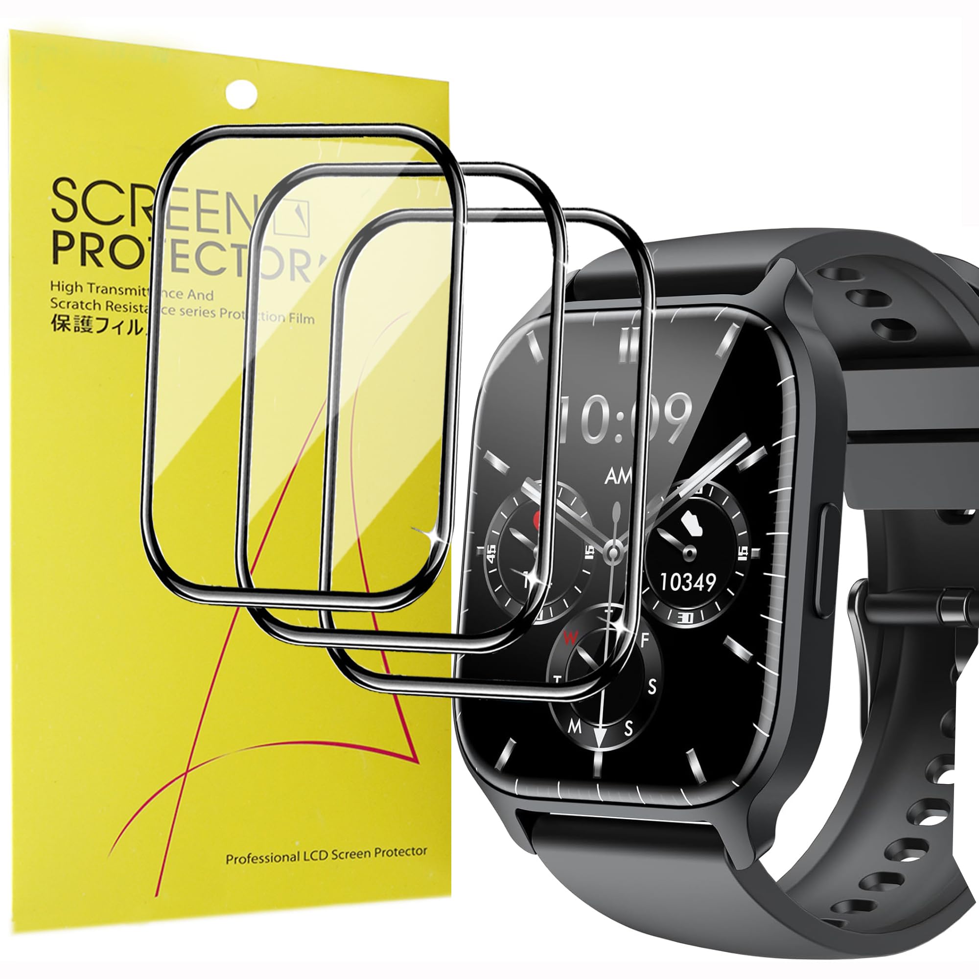 BlueshaweuCompatible for LLKBOHA Smartwatch 1.85 inch Y3 Screen Protector, [3 Pack] 3D Full Coverage PET Soft Screen Protector Film Compatible with LLKBOHA Y3 Smartwatch (3 pack)