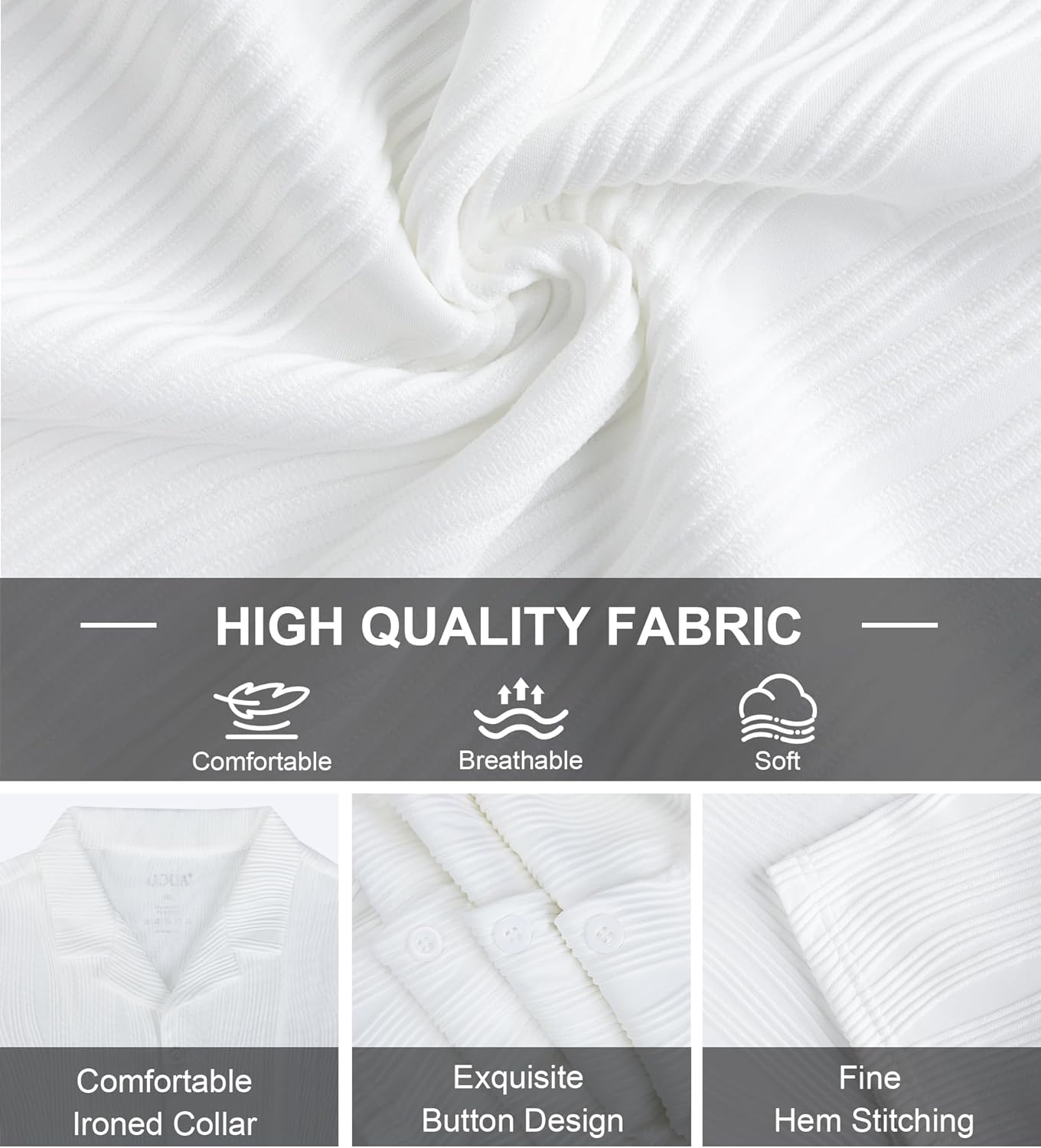 UOUA Mens 2 Piece Outfits Summer Casual Short Sleeve Button Down Shirt & Long Pants Sets Beach Vacation Suits Tracksuits - Image 6