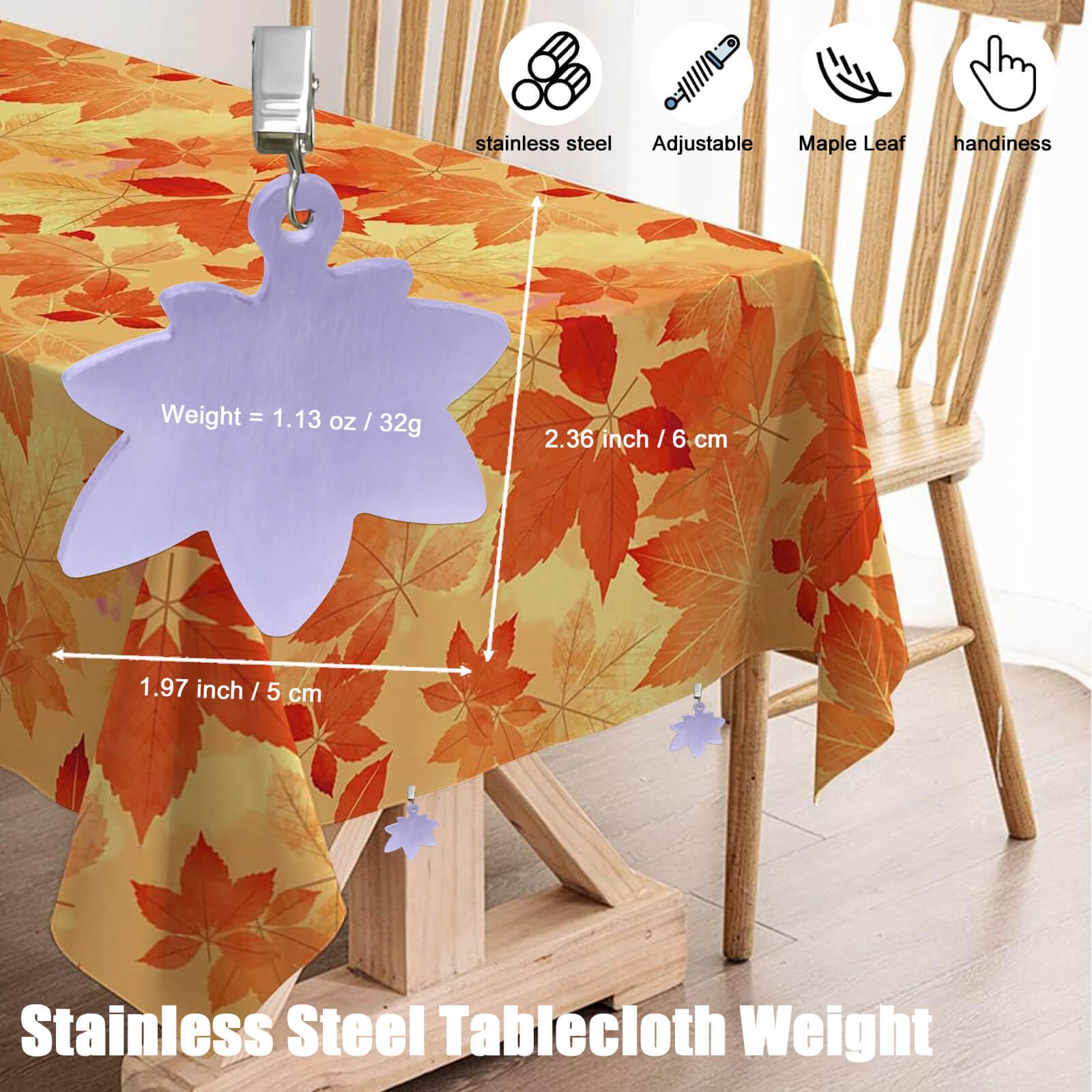 Tablecloth Clips for Outdoor Thick Tables Maple Leaf Tablecloth Weights Clip Heavy Stainless Steel Cover Clamp Added Weight for Shower Curtain Wind Picnic Party Wedding Home Camping Accessories - Image 2