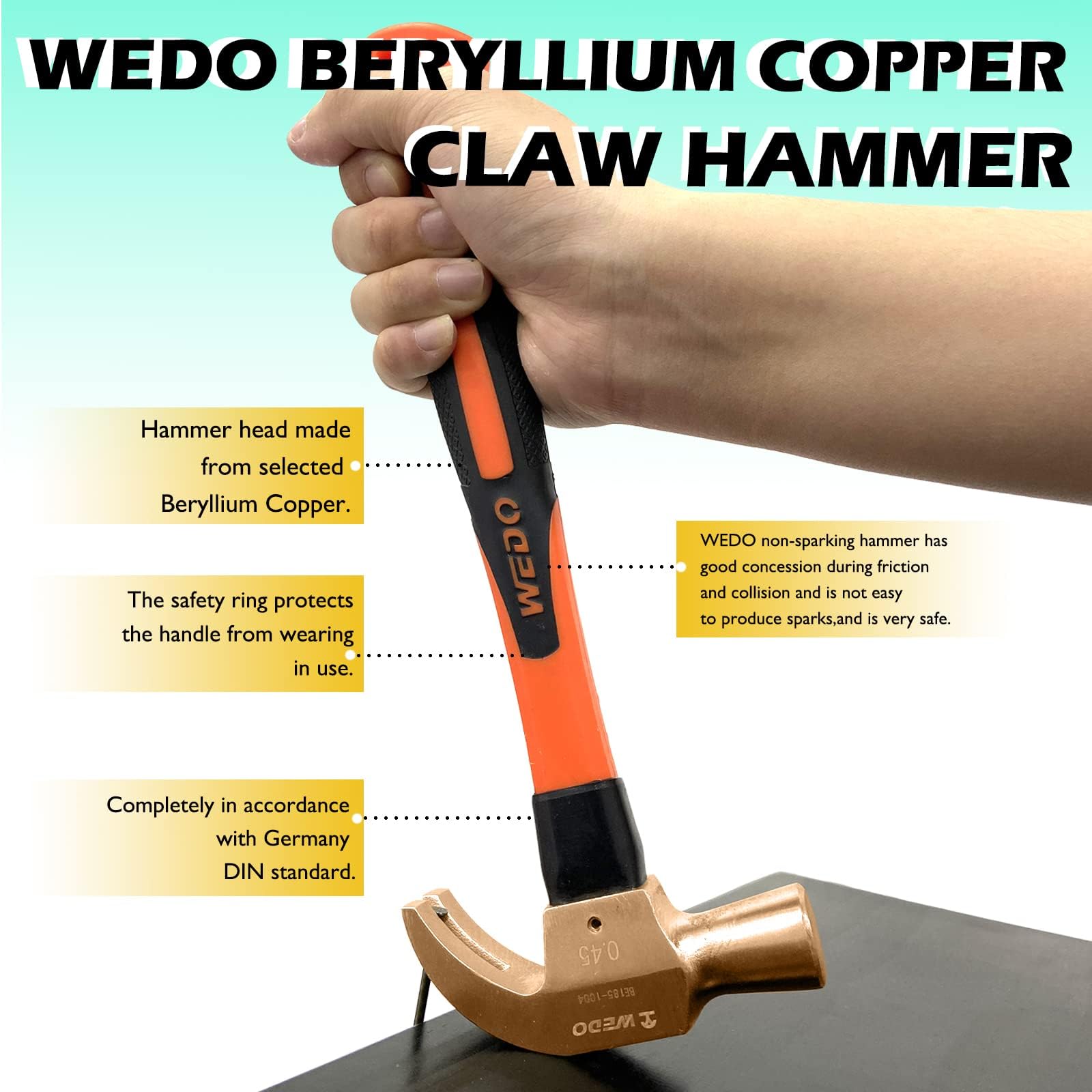 WEDO Martillo de garra sin chispas (450 g, 300 mm, 12")