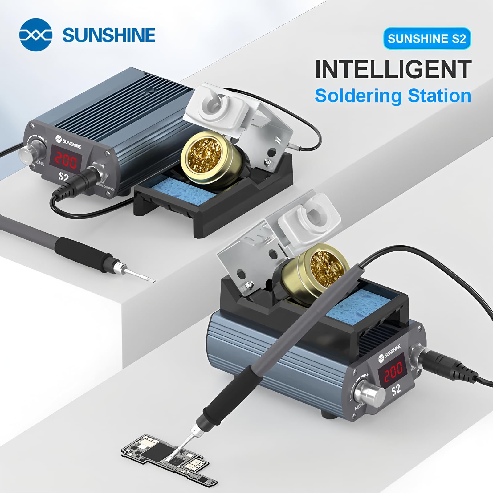 SUNSHINE S2 210 Stazione di Saldatura di Precisione Supporta Punta C210 per Saldature Grandi Riscaldamento Rapido Stazioni di Saldatura