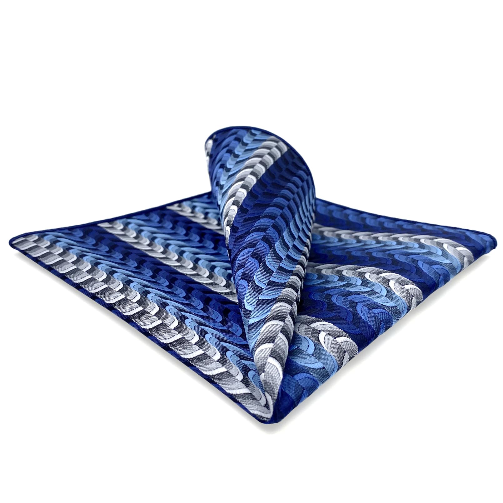 S&W SHLAX&WING Ripple Blue Męska poszetka Jedwabna chusteczka Biznesowy prezent ślubny Męskie poszetki