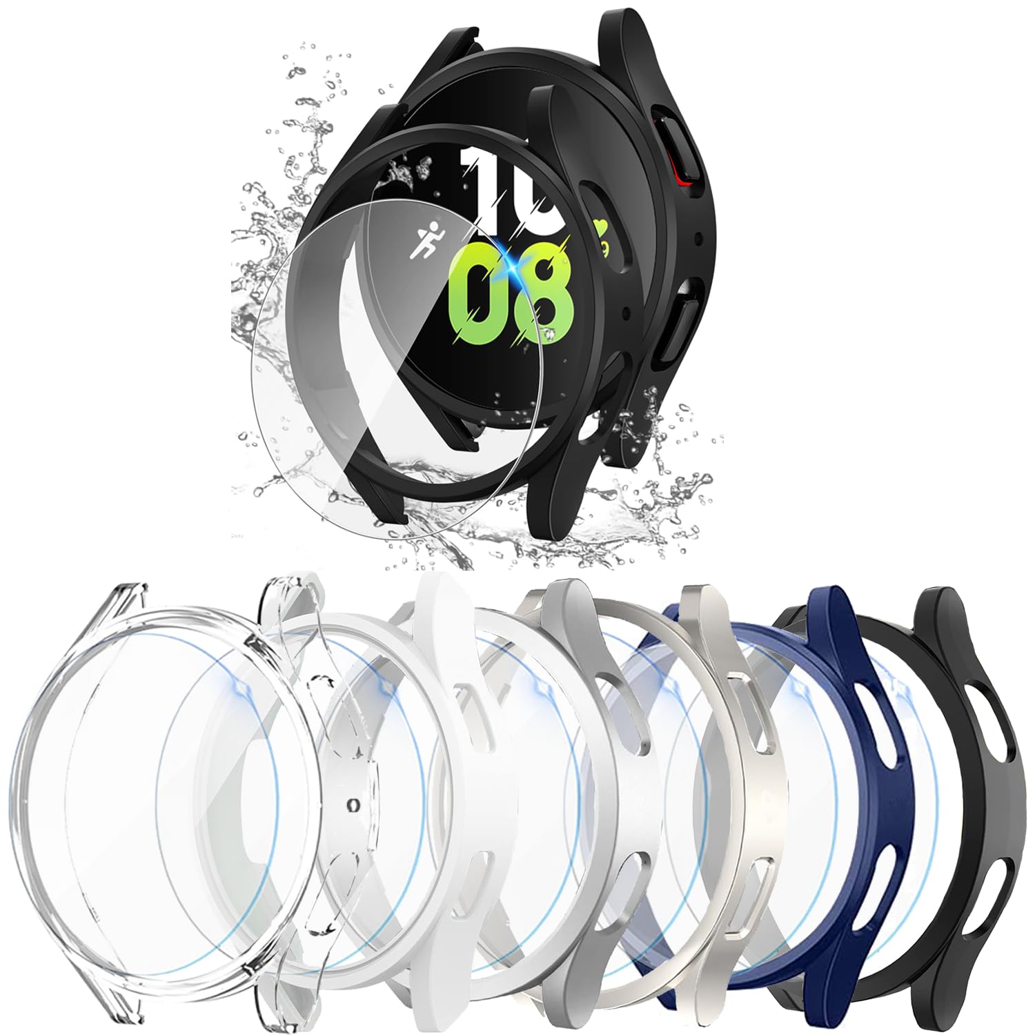 6+6 Pack Tempered Glass Screen Protector for Samsung Galaxy Watch Cover 7 6 5 4 Ultra 40mm 44mm 43mm 47mm, Thin Scratch Resistant Protective Hard PC