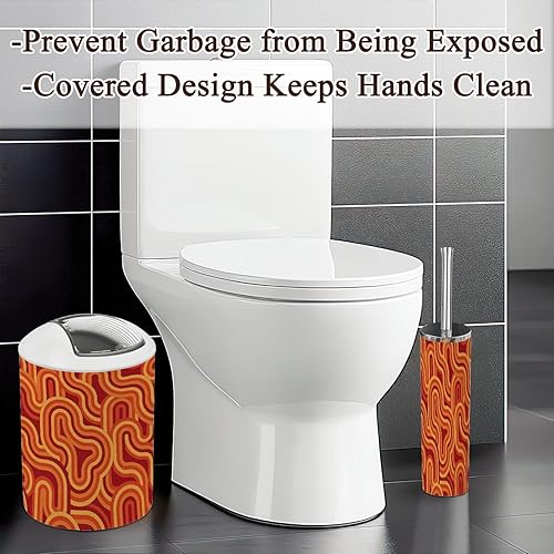 Miniatura 6 de Bathroom Accessory Set 6PCS 70s Retro Vintage Mid Century Modern Seamless Trash Can, Soap Dispenser, Toothbrush Holder, Toothbrush Cup, Toilet Brush