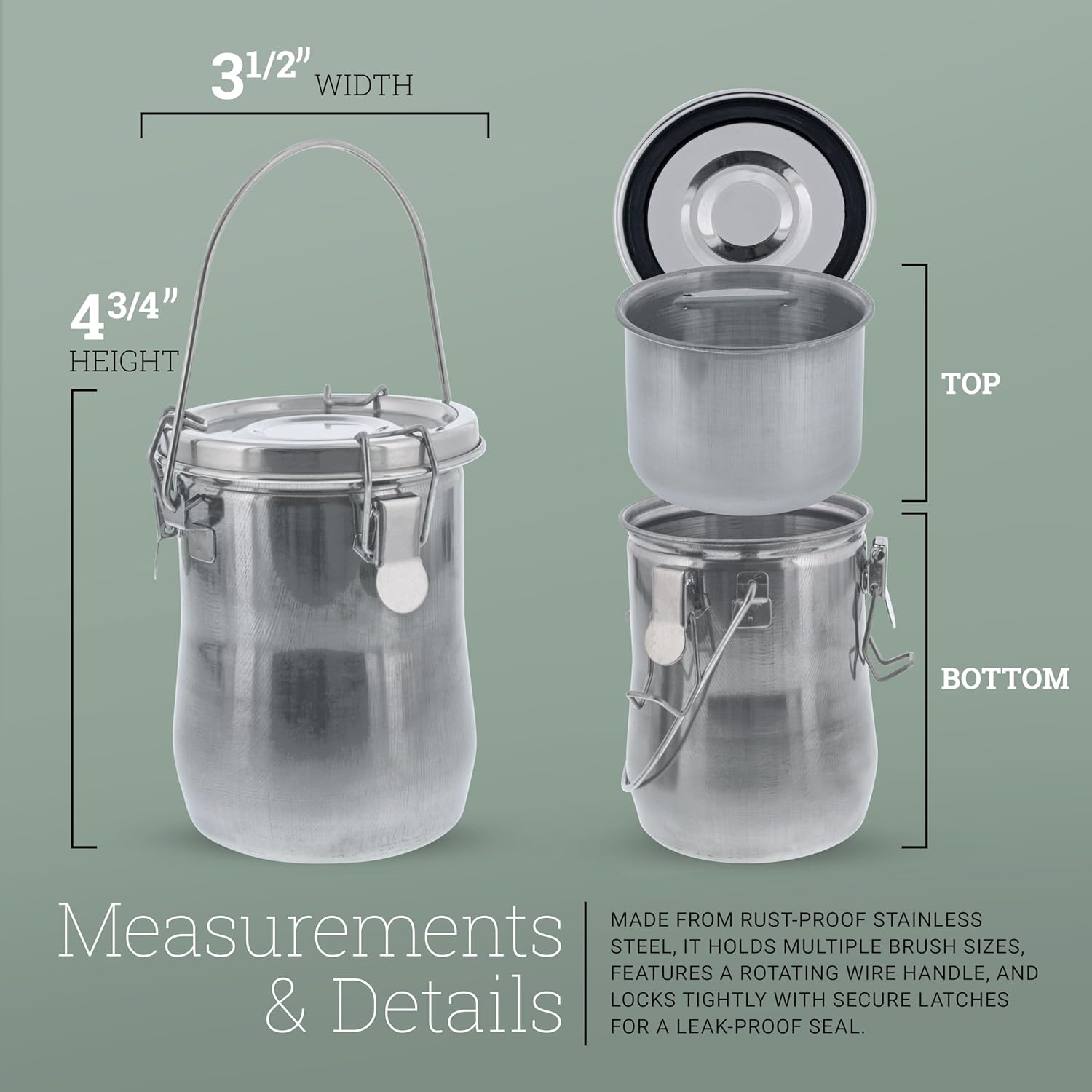 U.S. Art Supply Large Stainless Steel Leak-Proof Deluxe Paint Brush Washer with Wash Tank, Clip-On Lid, and Strainer Cup - Oil Paint Brush Cleaner for Artists - Image 4