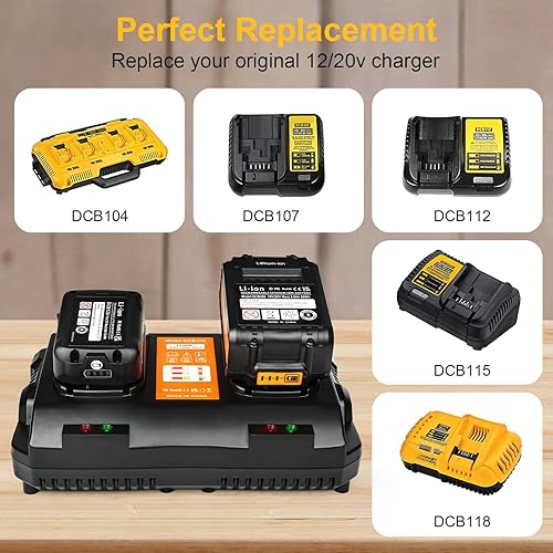 Miniatura 3 de Cargador de batería de 1220 V máximo de repuesto para Dewalt DCB102 compatible con batería de litio de 12 V 20 V máx. DCB124 DCB203 DCB204 DCB606,