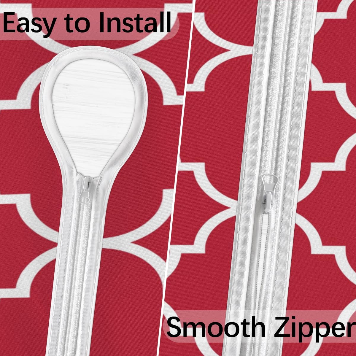 Round Tablecloth with Umbrella Hole and Zipper Moroccan Pattern Outdoor Elastic Fitted Table Cloth 45"-56" Oil-Proof Waterproof Burgundy Red Patio Table Cover for Picnic Party