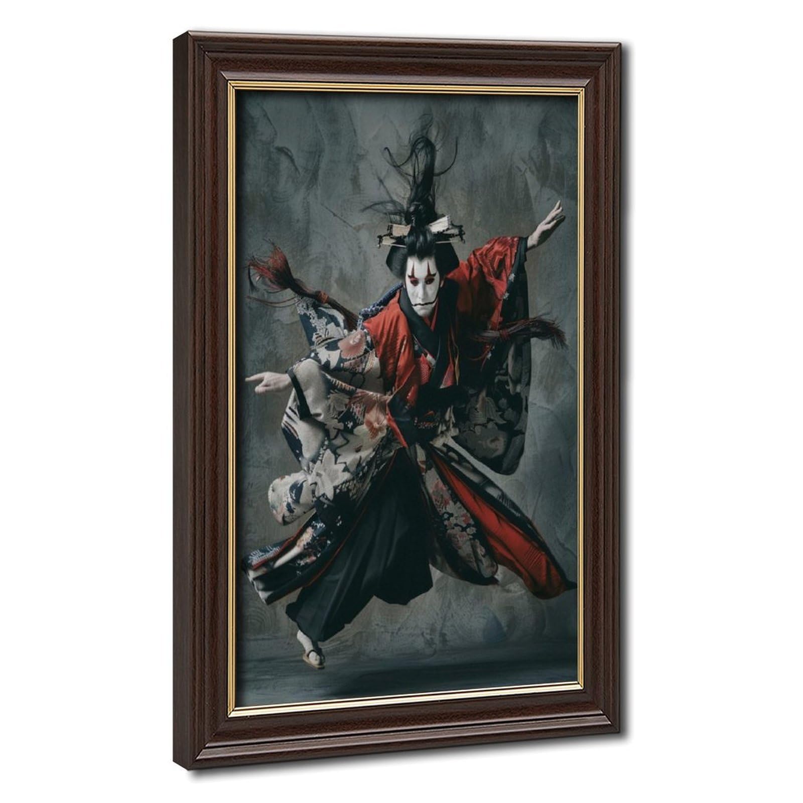 Lxwnze Metallic Dynamic Kabuki Dancer, Graceful Poses Art Canvas Poster Bedroom Decor Landscape Office Room Decor Gift 16" L X 24" W