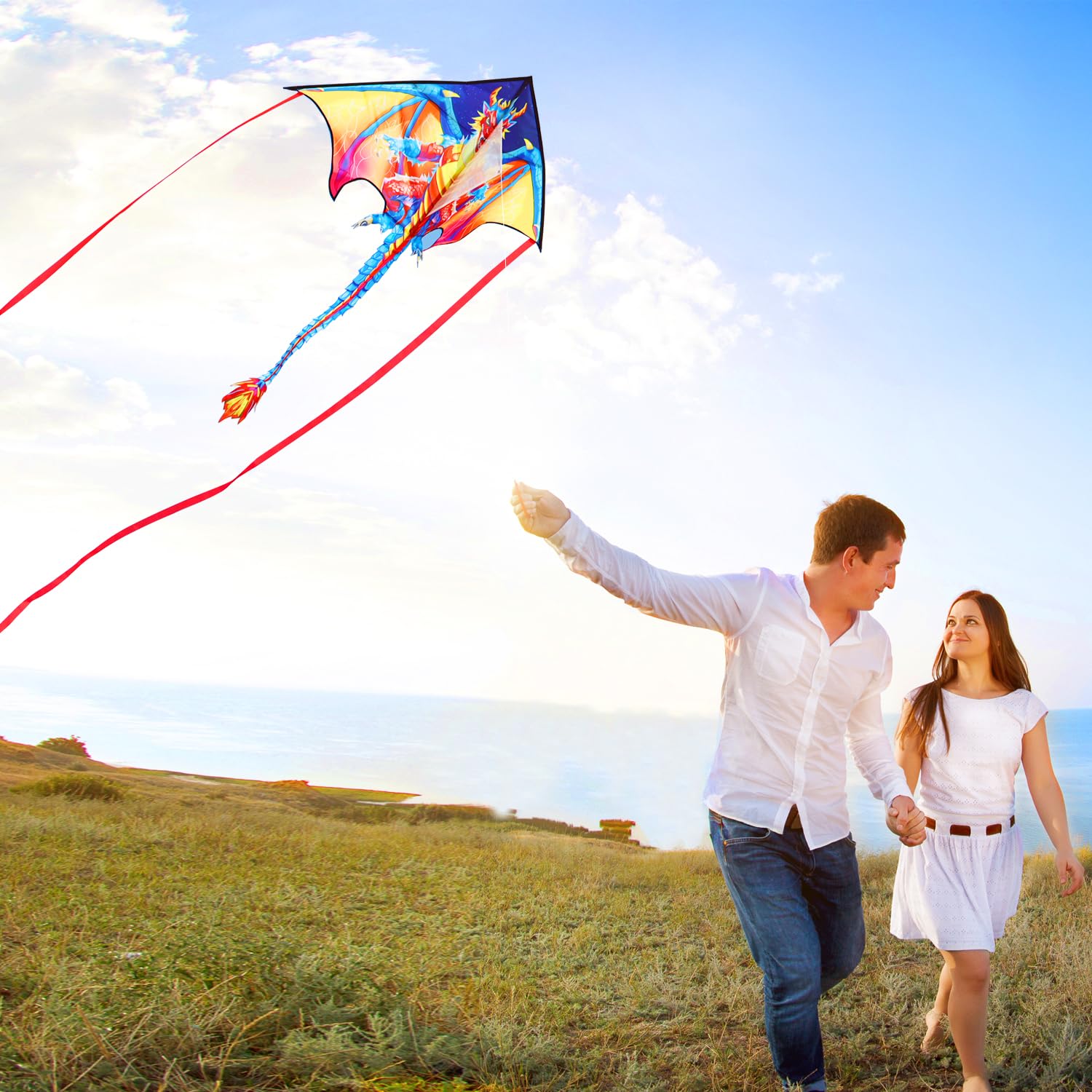 HONBO Dragon Kites for Adults - Easy to Fly Large Kites for Kids ages4-12,Beginner Kite with 200ft String & Storage Bag - Image 3