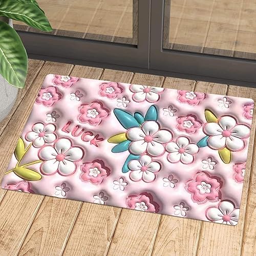 Miniatura 3 de Linda alfombra de baño antideslizante con diseño de barro de diatoma, diseño 3D, lavable, de secado para decoración del hogar, flor de cerezo, 19.7