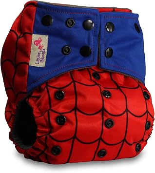 Littles & Bloomz, Reusable Pocket Real Cloth Nappy Washable Diaper Bamboo Charcoal, Pattern 13, with 2 Microfibre Inserts
