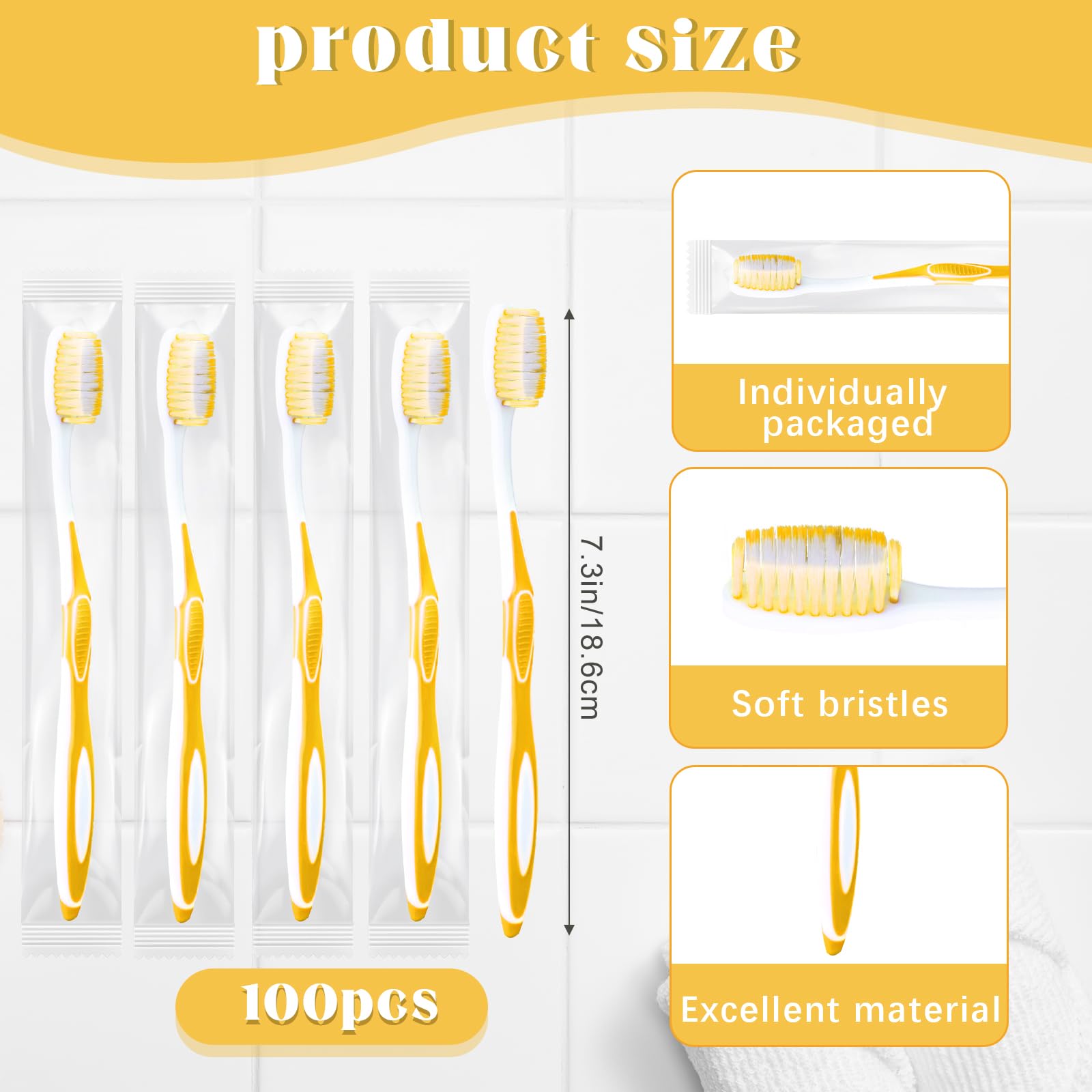 100 cepillos de dientes desechables prepegados, envueltos individualmente, cepillo de dientes de cerdas suaves, cepillo de dientes de viaje para camping, habitación de invitados, coche,