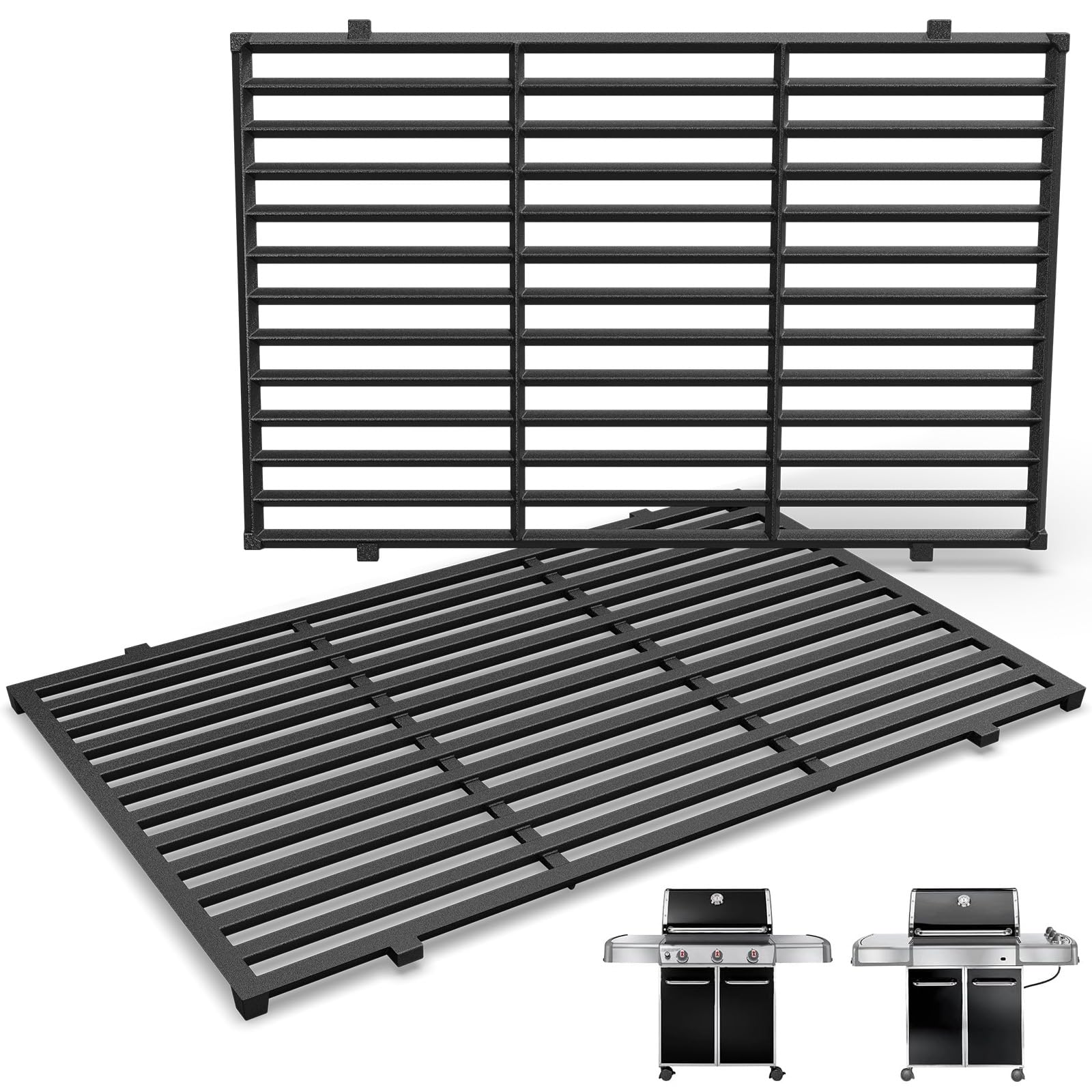 7524 49,5cm Grilles de Cuisson en Fonte Grille de Cuisson pour Weber Genesis E-310/ E-320/ E-330, Genesis S-310/ S-320/ S-330, Genesis EP-310/ EP-320/ EP-330 Gril à gaz, pour Weber 7524/7528